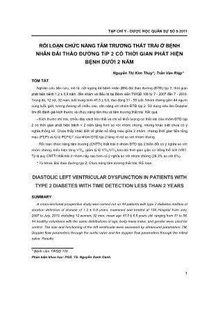 Rối loạn chức năng tâm trương thất trái ở bệnh nhân đái tháo đường típ 2 có thời gian phát hiện bệnh dưới 2 năm