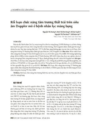 Rối loạn chức năng tâm trương thất trái trên siêu âm Doppler mô ở bệnh nhân lọc màng bụng