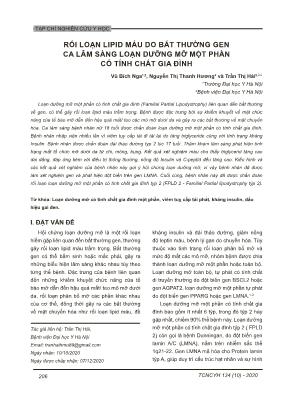 Rối loạn lipid máu do bất thường gen ca lâm sàng loạn dưỡng mỡ một phần có tính chất gia đình