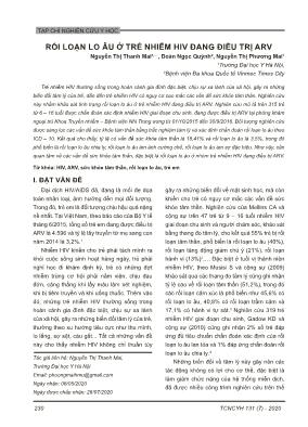 Rối loạn lo âu ở trẻ nhiễm HIV đang điều trị ARV