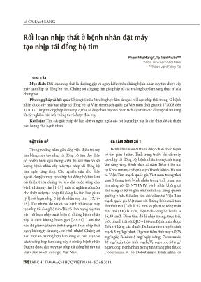 Rối loạn nhịp thất ở bệnh nhân đặt máy tạo nhịp tái đồng bộ tim