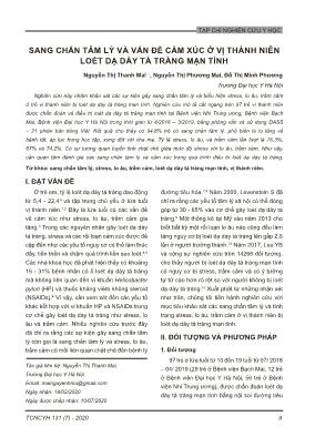 Sang chấn tâm lý và vấn đề cảm xúc ở vị thành niên loét dạ dày tá tràng mạn tính Sang chấn tâm lý và vấn đề cảm xúc ở vị thành niên loét dạ dày tá tràng mạn tính