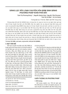 Sàng lọc rối loạn chuyển hóa bẩm sinh bằng phương pháp khối phổ đôi