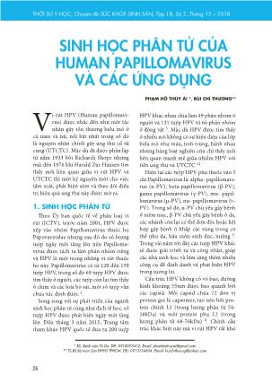 Sinh học phân tử của Human papillomavirus và các ứng dụng