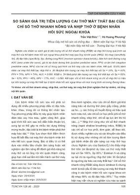 So sánh giá trị tiên lượng cai thở máy thất bại của chỉ số thở nhanh nông và nhịp thở ở bệnh nhân hồi sức ngoại khoa