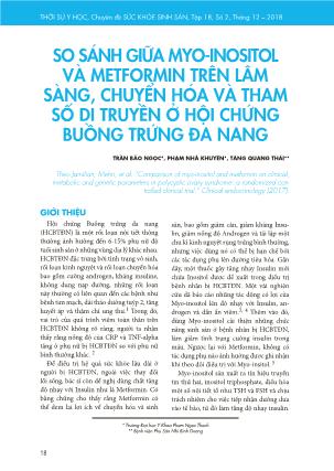 So sánh giữa Myo-inositol và Metformin trên lâm sàng, chuyển hóa và tham số di truyền ở hội chứng buồng trứng đa nang