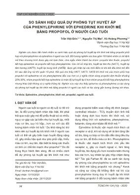 So sánh hiệu quả dự phòng tụt huyết áp của phenylephrine với ephedrine khi khởi mê bằng propofol ở người cao tuổi