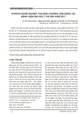 Stress nghề nghiệp của điều dưỡng lâm sàng tại Bệnh viện Đại học Y Hà Nội năm 2017