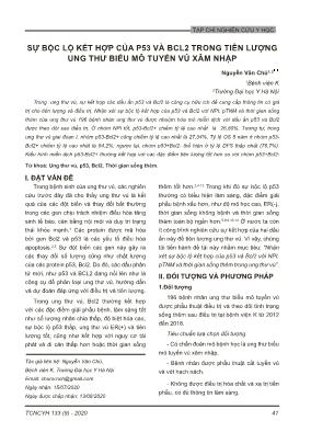 Sự bộc lộ kết hợp của p53 và Bcl2 trong tiên lượng ung thư biểu mô tuyến vú xâm nhập