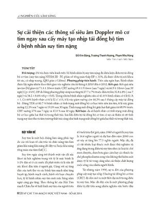 Sự cải thiện các thông số siêu âm Doppler mô cơ tim ngay sau cấy máy tạo nhịp tái đồng bộ tim ở bệnh nhân suy tim nặng