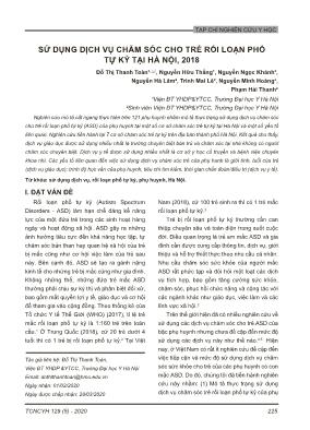 Sử dụng dịch vụ chăm sóc cho trẻ rối loạn phổ tự kỷ tại Hà Nội, 2018