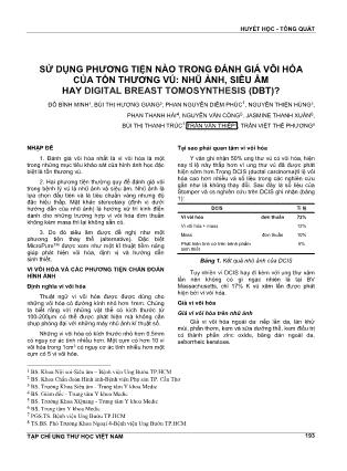 Sử dụng phương tiện nào trong đánh giá vôi hóa của tổn thương vú: nhũ ảnh, siêu âm hay digital breast tomosynthesis (DBT) ?