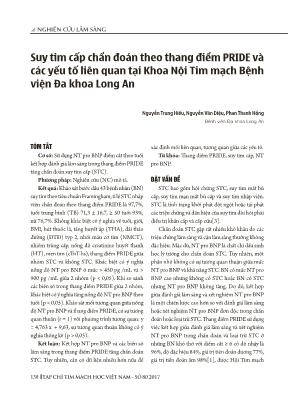 Suy tim cấp chẩn đoán theo thang điểm PRIDE và các yếu tố liên quan tại Khoa Nội Tim mạch Bệnh viện Đa khoa Long An