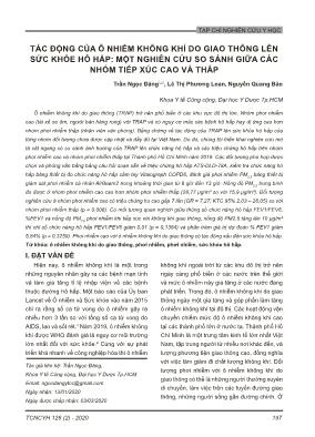 Tác động của ô nhiễm không khí do giao thông lên sức khỏe hô hấp: một nghiên cứu so sánh giữa các nhóm tiếp xúc cao và thấp