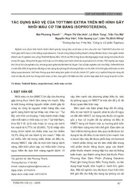 Tác dụng bảo vệ của Tottim® Extra trên mô hình gây nhồi máu cơ tim bằng isoproterenol