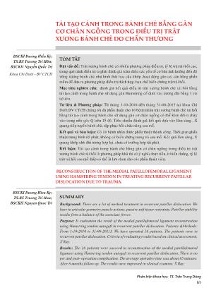 Tái tạo cánh trong bánh chè bằng gân cơ chân ngỗng trong điều trị trật xương bánh chè do chấn thương