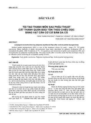 Tái tạo thanh môn sau phẫu thuật cắt thanh quản bảo tồn theo chiều dọc bằng vạt cân cơ cơ bám da cổ