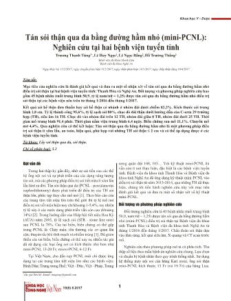 Tán sỏi thận qua da bằng đường hầm nhỏ (mini-PCNL): Nghiên cứu tại hai bệnh viện tuyến tỉnh Tán sỏi thận qua da bằng đường hầm nhỏ (mini-PCNL): Nghiên cứu tại hai bệnh viện tuyến tỉnh