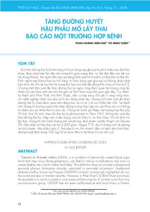 Tăng đường huyết hậu phẫu mổ lấy thai Báo cáo một trường hợp bệnh