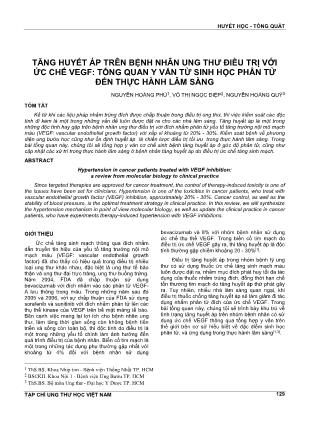 Tăng huyết áp trên bệnh nhân ung thư điều trị với ức chế vegf: tổng quan y văn từ sinh học phân tử đến thực hành lâm sàng