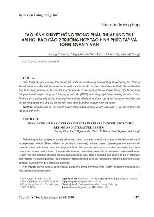 Tạo hình khuyết hổng trong phẫu thuật ung thư âm hộ: Báo cáo 2 trường hợp tạo hình phức tạp và tổng quan y văn Tạo hình khuyết hổng trong phẫu thuật ung thư âm hộ: Báo cáo 2 trường hợp tạo hình phức tạp và tổng quan y văn