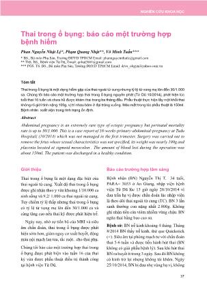 Thai trong ổ bụng: Báo cáo một trường hợp bệnh hiếm Thai trong ổ bụng: Báo cáo một trường hợp bệnh hiếm