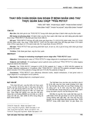 Thay đổi chẩn đoán giai đoạn ở bệnh nhân ung thư thực quản sau chụp 18FDG PET/CT
