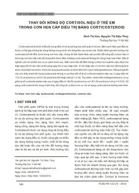 Thay đổi nồng độ cortisol niệu ở trẻ em trong cơn hen cấp điều trị bằng Corticosteroid