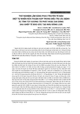 Thử nghiệm lâm sàng pha II truyền tế bào diệt tự nhiên nửa thuận hợp trong điều trị các bệnh ác tính tủy xương tái phát hoặc dai dẳng sau ghép tế bào gốc tạo máu đồng loài