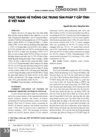 Thực trạng hệ thống các trung tâm pháp y cấp tỉnh ở Việt Nam