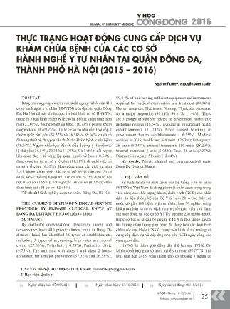 Thực trạng hoạt động cung cấp dịch vụ khám chữa bệnh của các cơ sở hành nghề y tư nhân tại quận Đống Đa, thành phố Hà Nội (2015-2016)