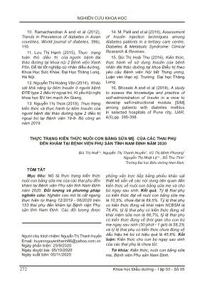 Thực trạng kiến thức nuôi con bằng sữa mẹ của các thai phụ đến khám tại Bệnh viện Phụ sản tỉnh Nam Định năm 2020