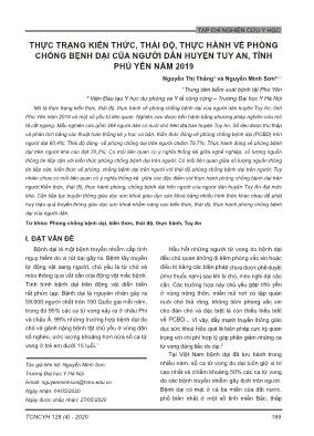 Thực trạng kiến thức, thái độ, thực hành về phòng chống bệnh dại của người dân huyện Tuy An, tỉnh Phú Yên năm 2019