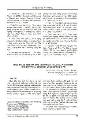 Thực trạng rối loạn giấc ngủ ở bệnh nhân sau phẫu thuật ung thư vú tại Bệnh viện Ung bướu Nghệ An