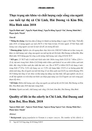 Thực trạng sức khỏe và chất lượng cuộc sống của người cao tuổi tại thị xã Chí Lỉnh, Hải Dương và Kim Bôi, Hòa Bình năm 2018