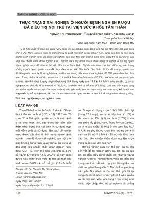 Thực trạng tái nghiện ở người bệnh nghiện rượu đã điều trị nội trú tại viện sức khỏe tâm thần