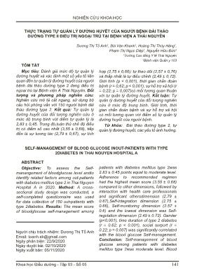 Thực trạng tự quản lý đường huyết của người bệnh đái tháo đường type II điều trị ngoại trú tại Bệnh viện A Thái Nguyên