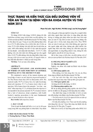 Thực trạng và kiến thức của điều dưỡng viên về tiêm an toàn tại Bệnh viện Đa khoa huyện Vũ Thư năm 2018