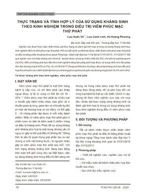 Thực trạng và tính hợp lý của sử dụng kháng sinh theo kinh nghiệm trong điều trị viêm phúc mạc thứ phát