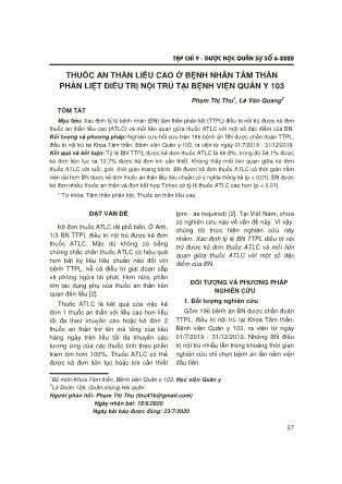 Thuốc an thần liều cao ở bệnh nhân tâm thần phân liệt điều trị nội trú tại Bệnh viện Quân Y 103