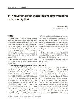 Tỉ lệ huyết khối tĩnh mạch sâu chi dưới trên bệnh nhân mổ lấy thai