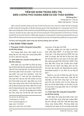 Tiêm nội nhãn trong điều trị biến chứng phù hoàng điểm do đái tháo đường