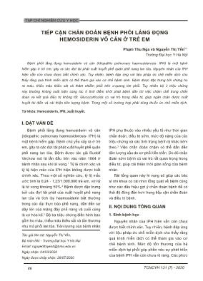 Tiếp cận chẩn đoán bệnh phổi lắng đọng hemosiderin vô căn ở trẻ em