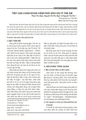 Tiếp cận chẩn đoán viêm phổi kéo dài ở trẻ em