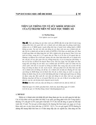 Tiếp cận thông tin về sức khỏe sinh sản của vị thành niên nữ dân tộc thiểu số Tiếp cận thông tin về sức khỏe sinh sản của vị thành niên nữ dân tộc thiểu số