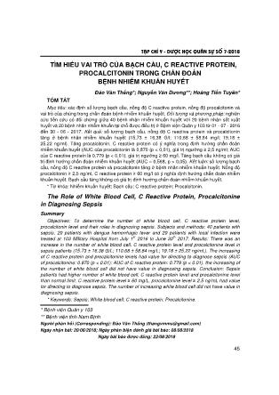 Tìm hiểu vai trò của bạch cầu, C reactive protein, procalcitonin trong chẩn đoán bệnh nhiễm khuẩn huyết