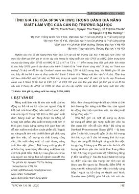 Tính giá trị của sps6 và hwq trong đánh giá năng suất làm việc của cán bộ trường đại học