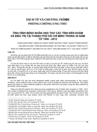 Tình hình bệnh nhân ung thư các tỉnh đến khám và điều trị tại thành phố Hồ Chí Minh trong 20 năm từ 1996 - 2015