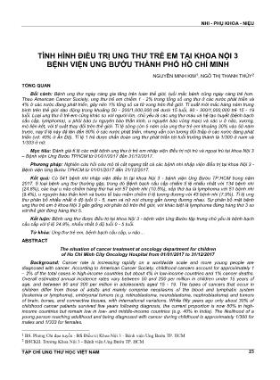 Tình hình điều trị ung thư trẻ em tại khoa nội 3 bệnh viện ung bướu thành phố Hồ Chí Minh