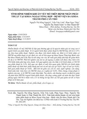 Tình hình nhiễm khuẩn vết mổ trên bệnh nhân phẫu thuật tại khoa ngoại tổng hợp - Bệnh viện Đa khoa thành phố Cần Thơ